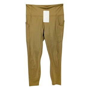 Fabletics Oasis Shine 7/8 Leggings Womens Metallic Gold High Waisted Pocket Sz L